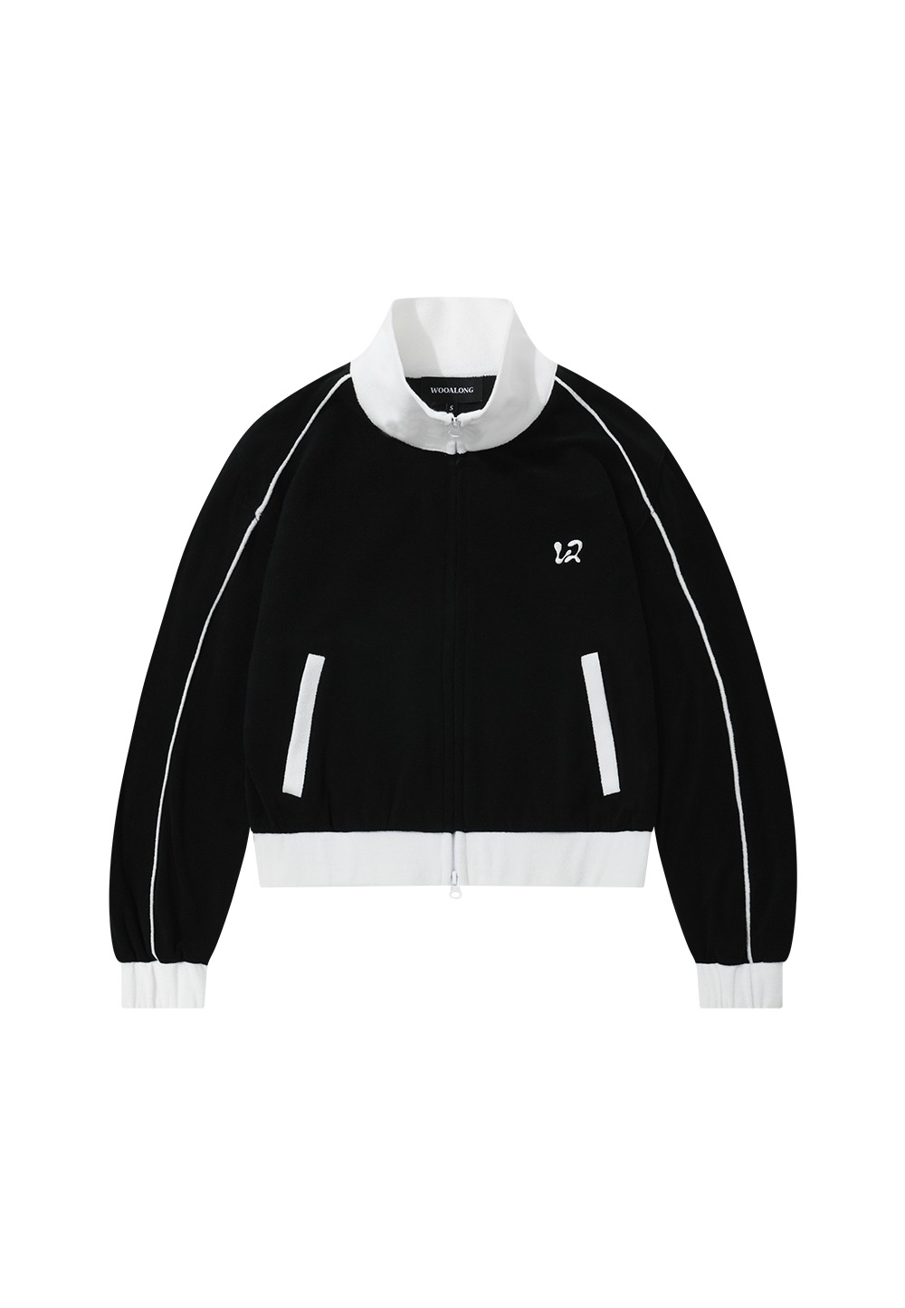 Piping terry zip-up - BLACK