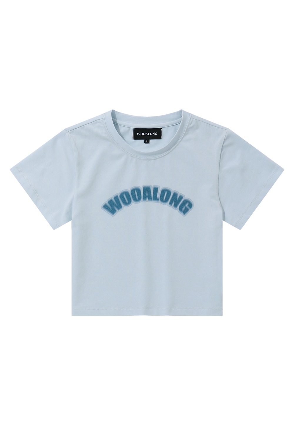 Lettering tight fit crop T - LIGHT BLUE