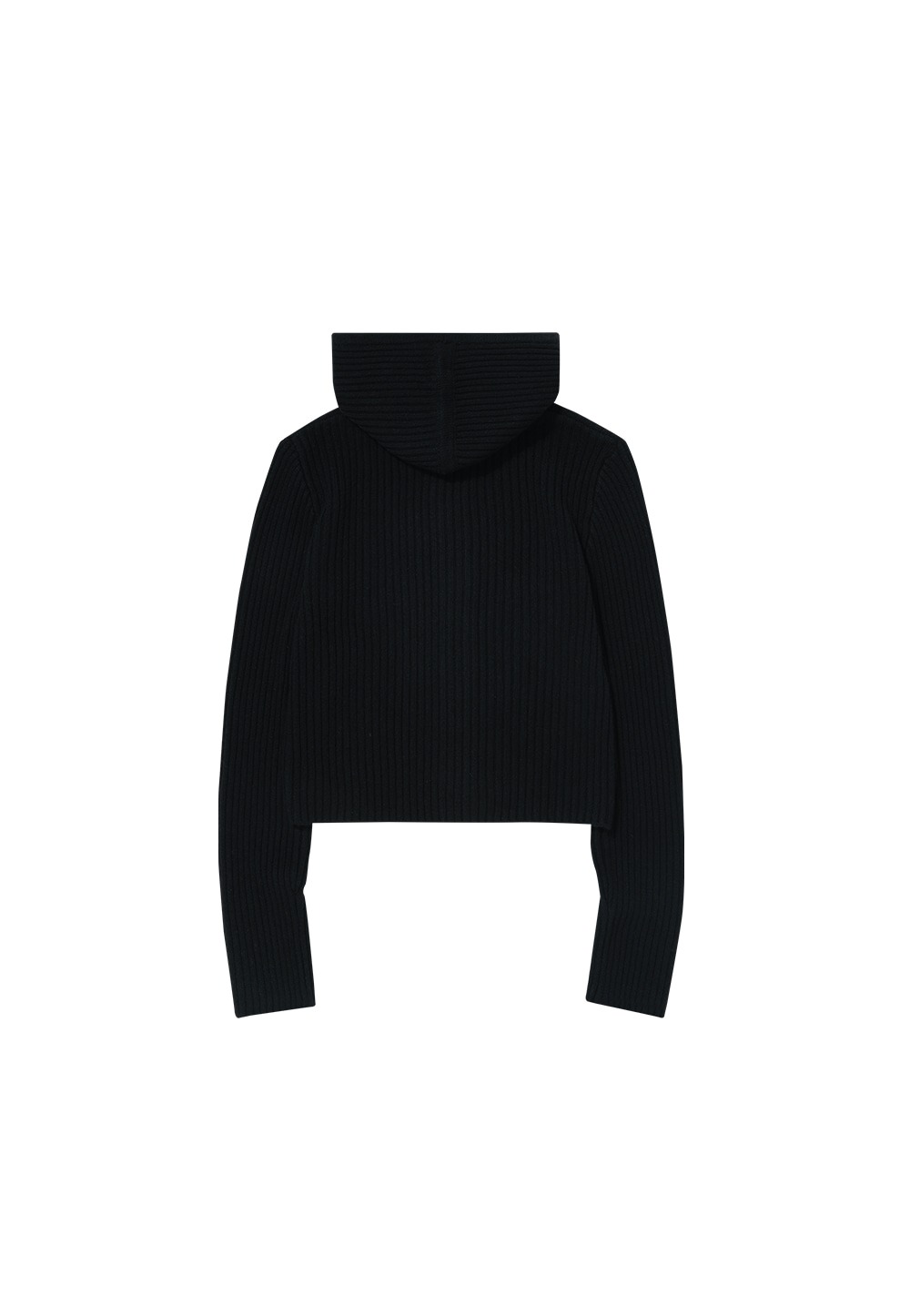 Signature slim hood knit zip-up - BLACK