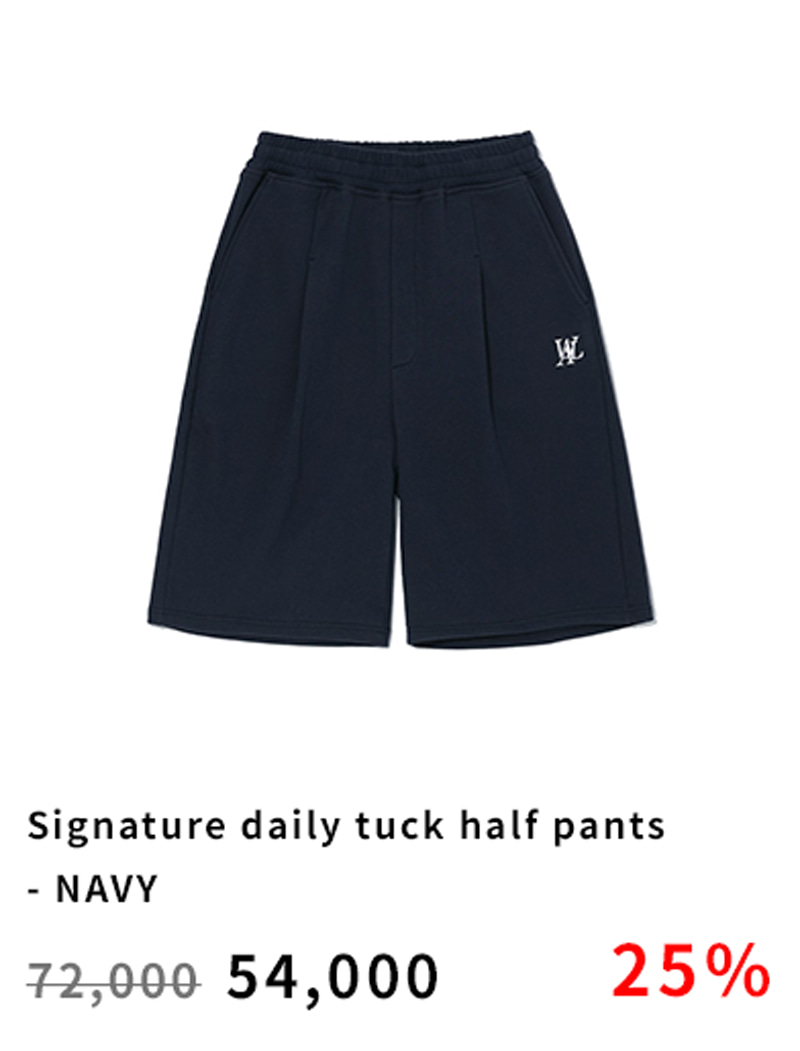 Signature daily tuck half pants - NAVY