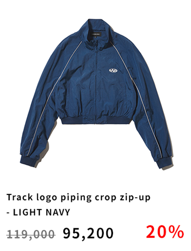Track logo piping crop zip-up - LIGHT NAVY