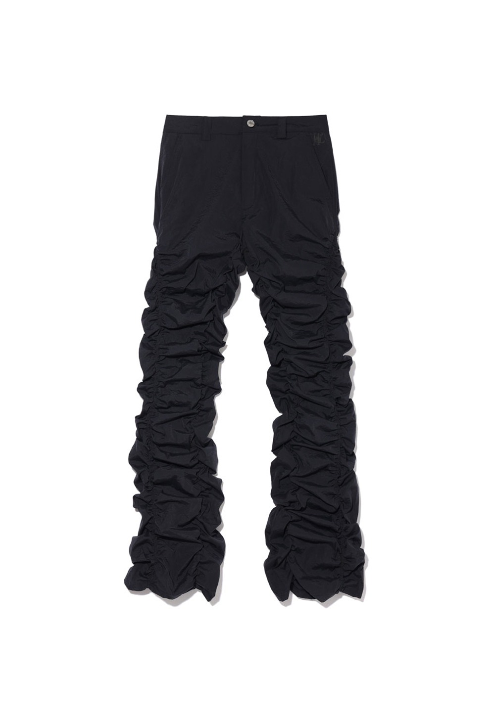 Shirring boots-cut pants - BLACK