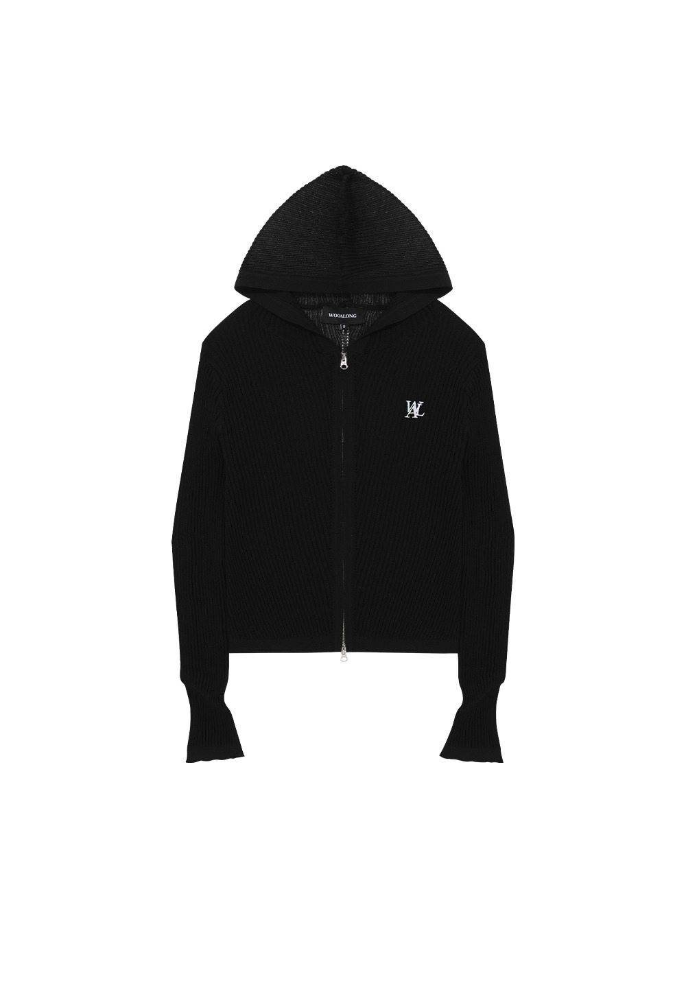 Slim fit hood zip-up - BLACK