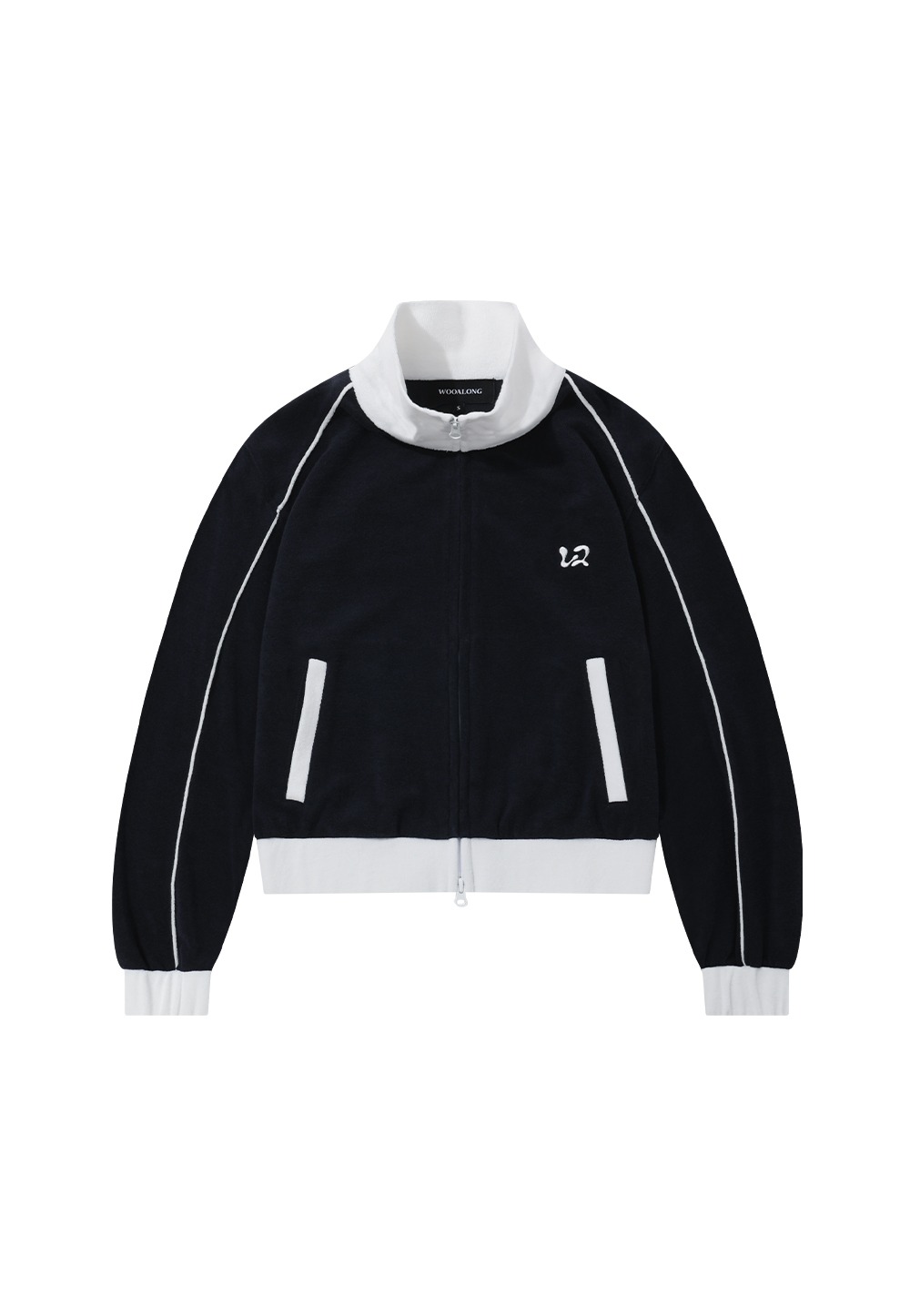 Piping terry zip-up - NAVY