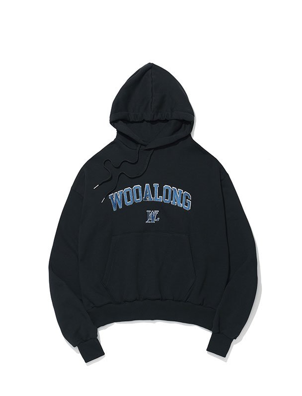 Wow fit arch embroidery logo hoodie - BLACK