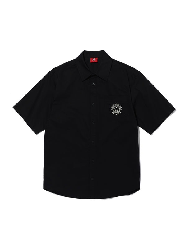 Circular pocket overfit shirt - BLACK