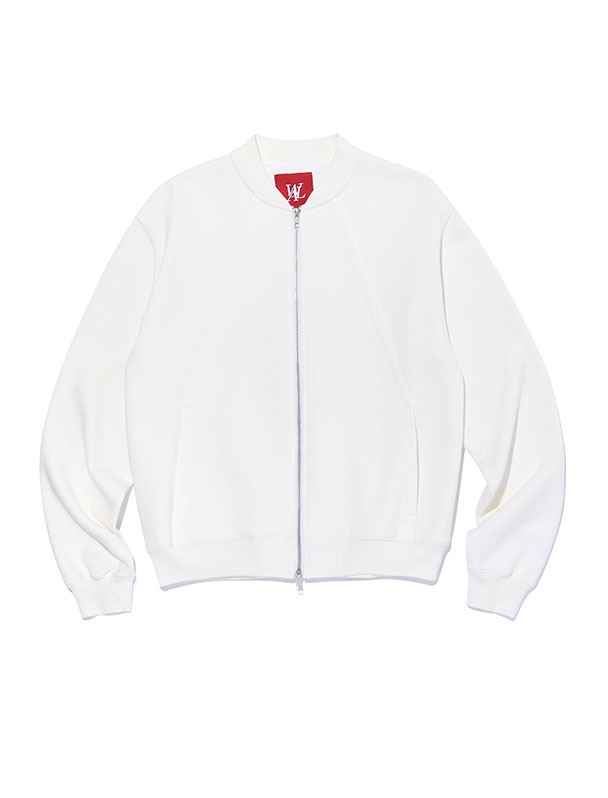 Diagonal way sweat jacket - WHITE