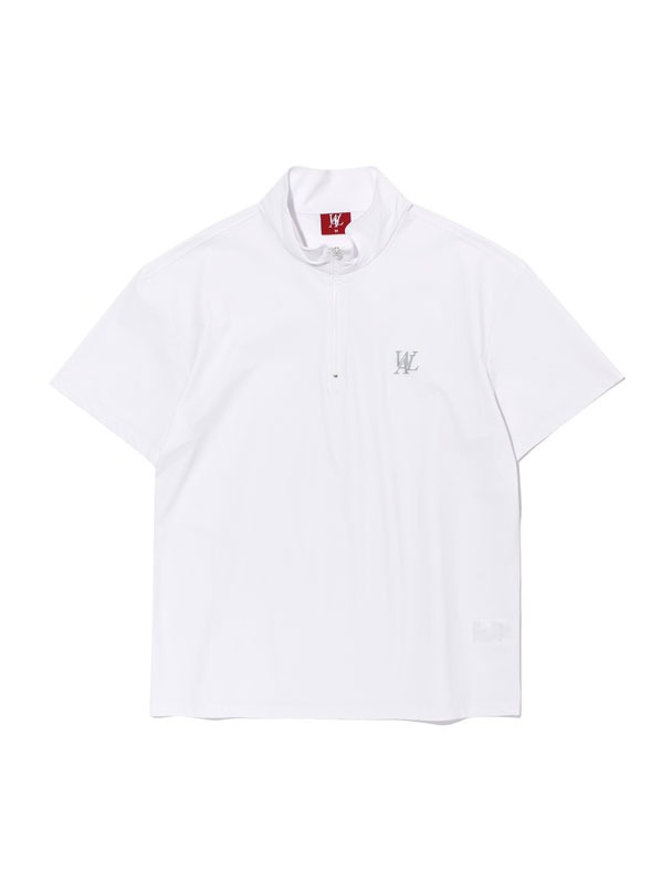Zip up half neck T-shirt - WHITE