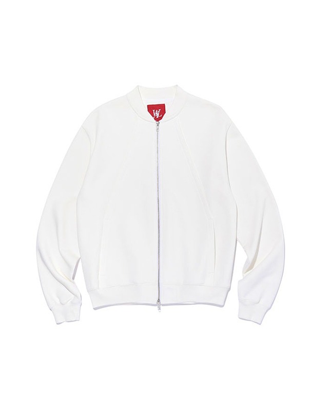 Diagonal way sweat jacket - WHITE