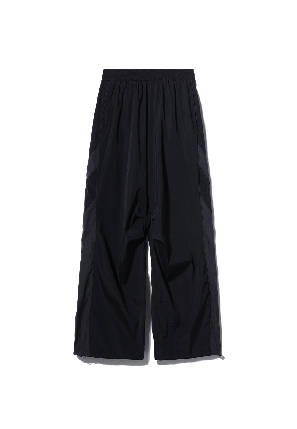 Side-line coloring nylon pants - BLACK