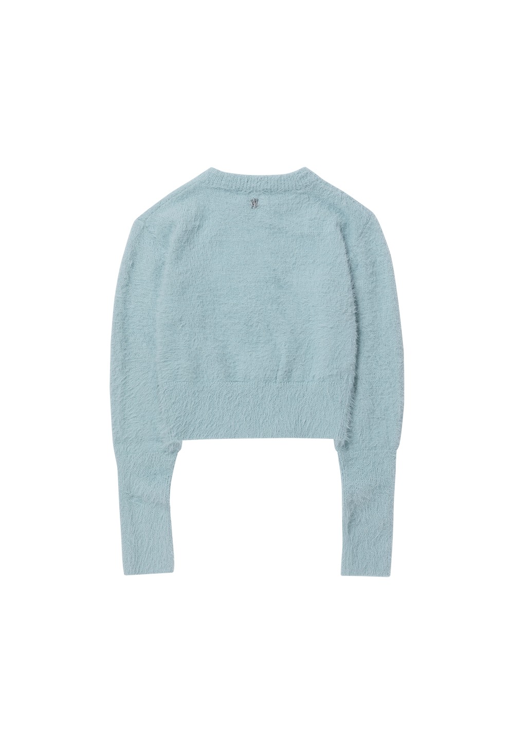 Hairy knit zip-up cardigan - SKY BLUE