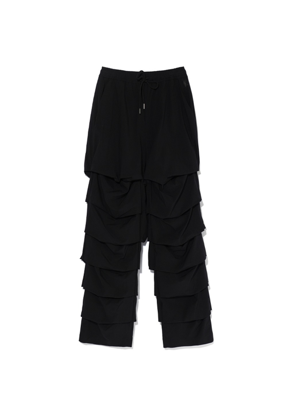 Shirring wide pants - BLACK