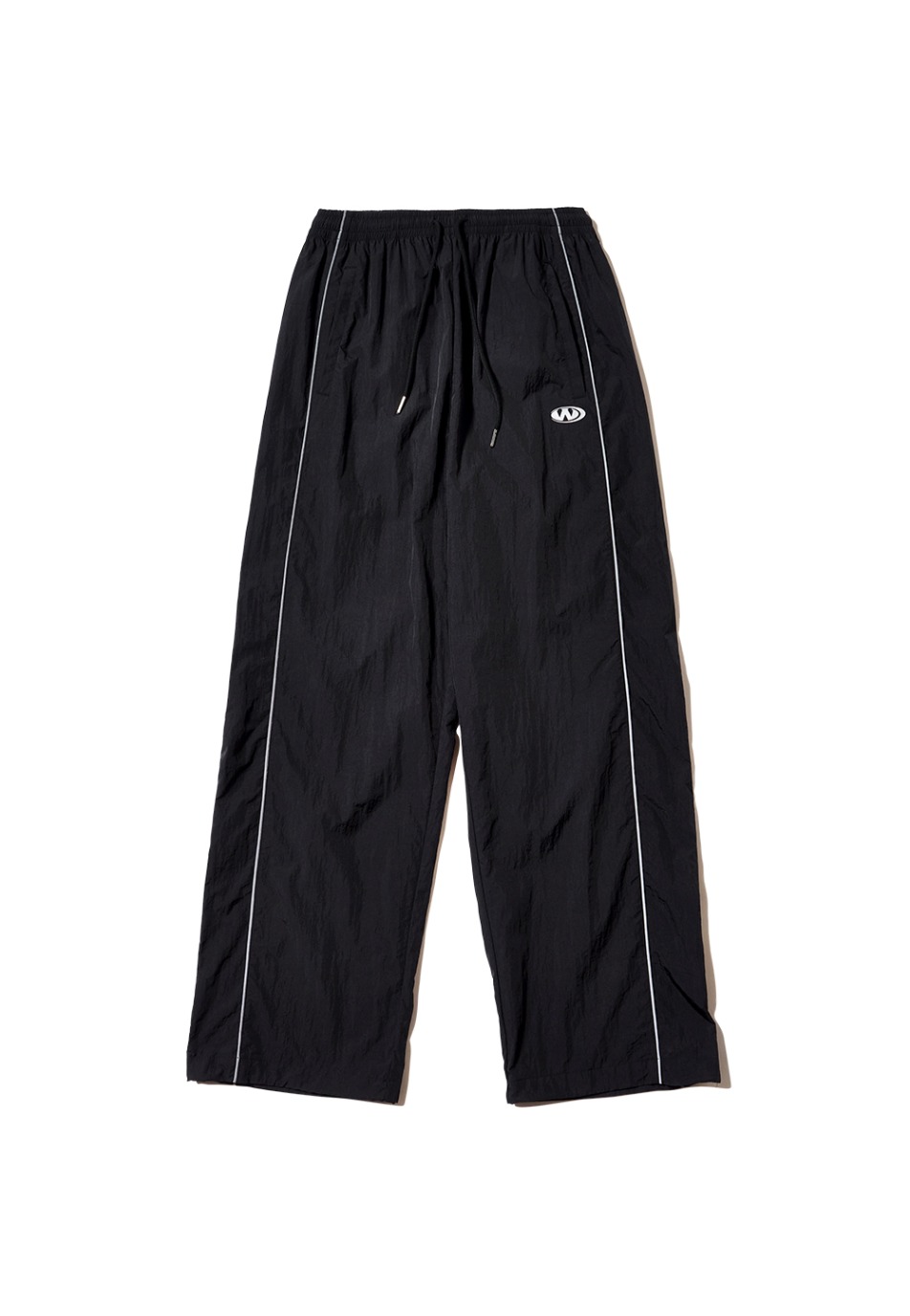 Track logo piping wide pants - BLACK