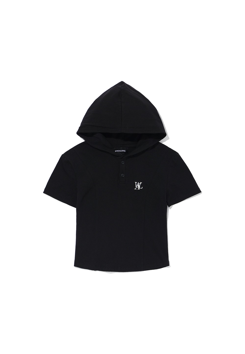 Slim soft hood T-shirt - BLACK